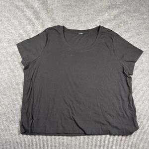 Studio 1886 Shirt Womens 2X Black Short Sleeve Scoop Neck 22W-24W Cotton Blend